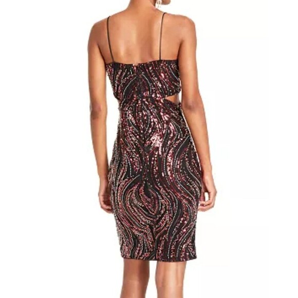 GUESS Women's Taryn Sequinned Side-Cutout Cocktail Dress Size 12 - Picture 10 of 13